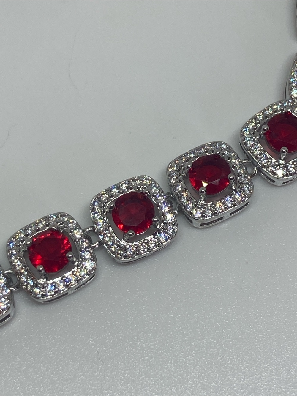 14K Gold Filled Red Cubic Zirconia Tennis Bracelet - Unbranded - Picture 5 of 5